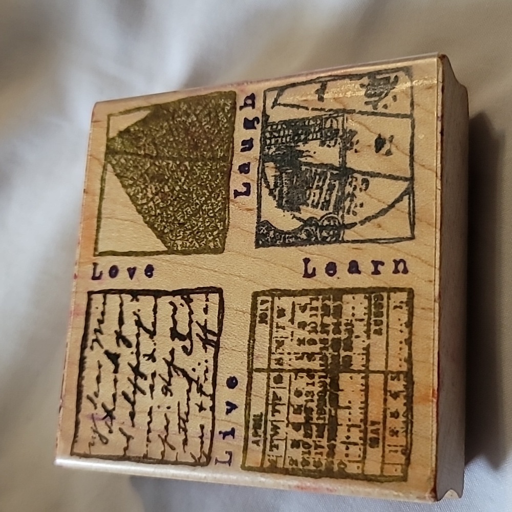 Live Love Laugh Learn 4 design Wooden Rubber Stamp